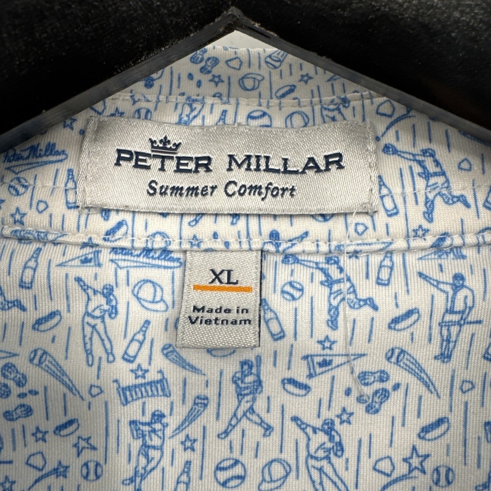 PETER MILLAR Summer Comfort Golf Polo Murray Cubs Year Blue Baseball Size XL - Picture 5 of 16